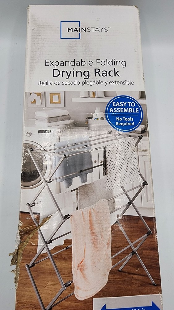 Mainstays Expandable Steel Laundry Clothes Drying Rack, White