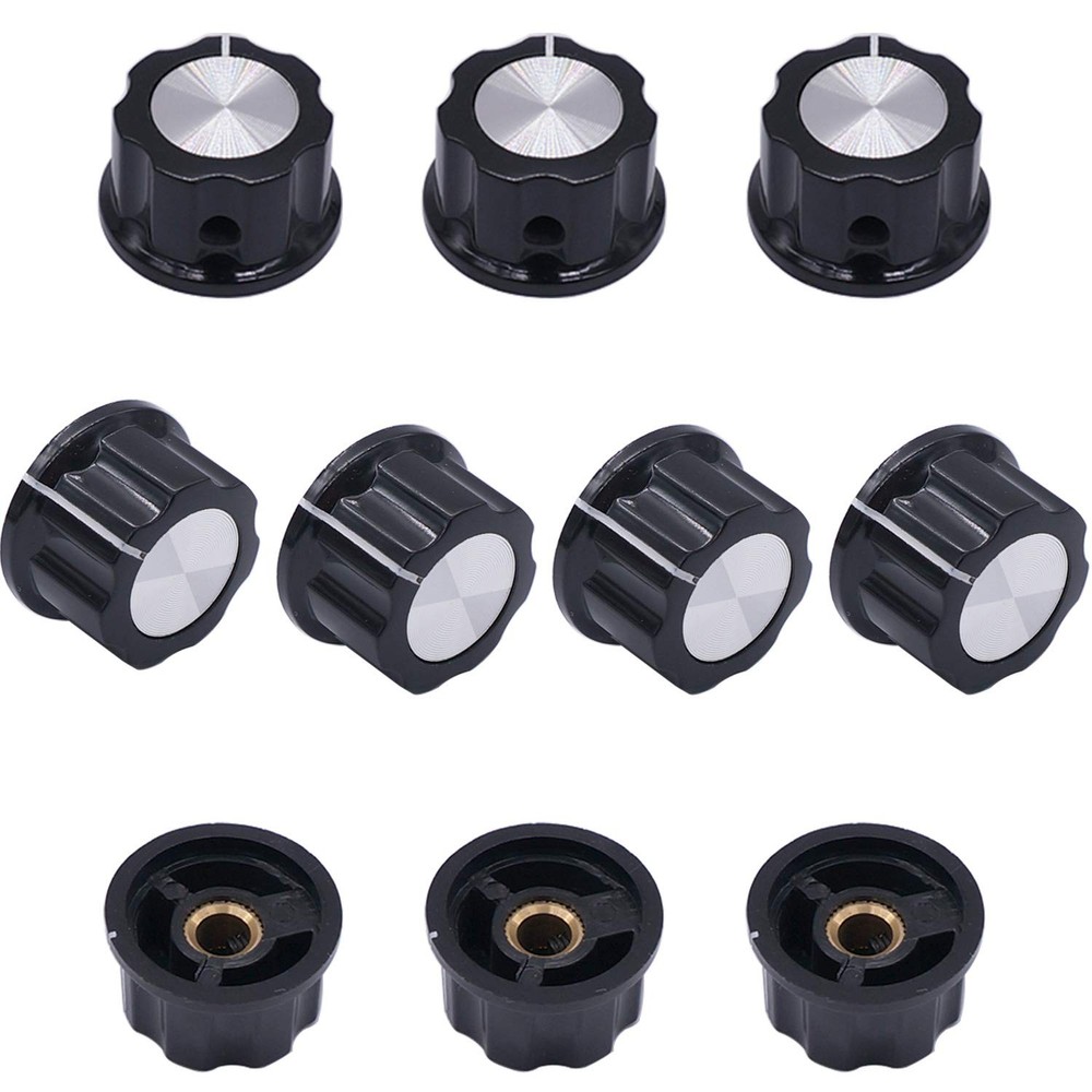 Silver Tone Potentiometer Knobs