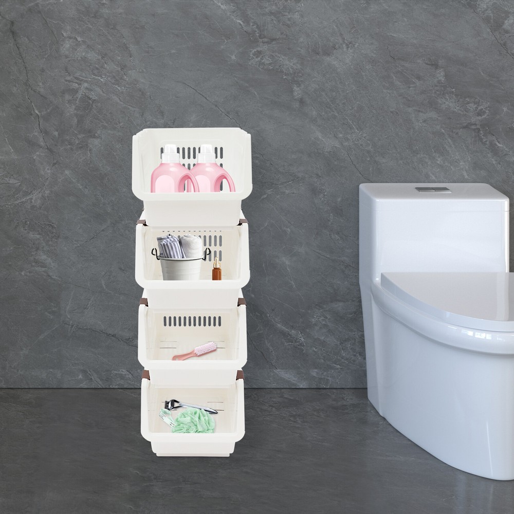 4 PCS Stacking Storage Baskets, Stackable Organizer Baskets