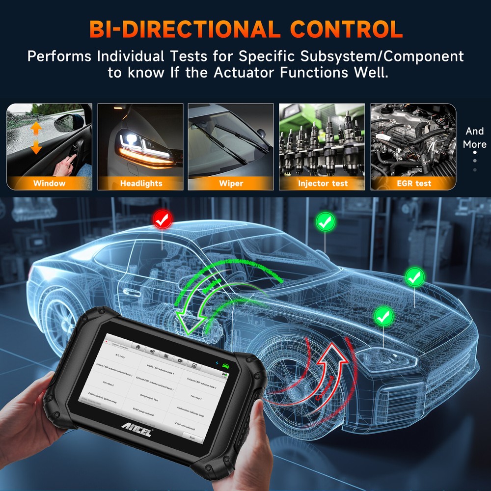 ANCEL V5BT OBD2 Bidirectional Scanner Car Diagnostic Tool Injector Coding CAN-FD
