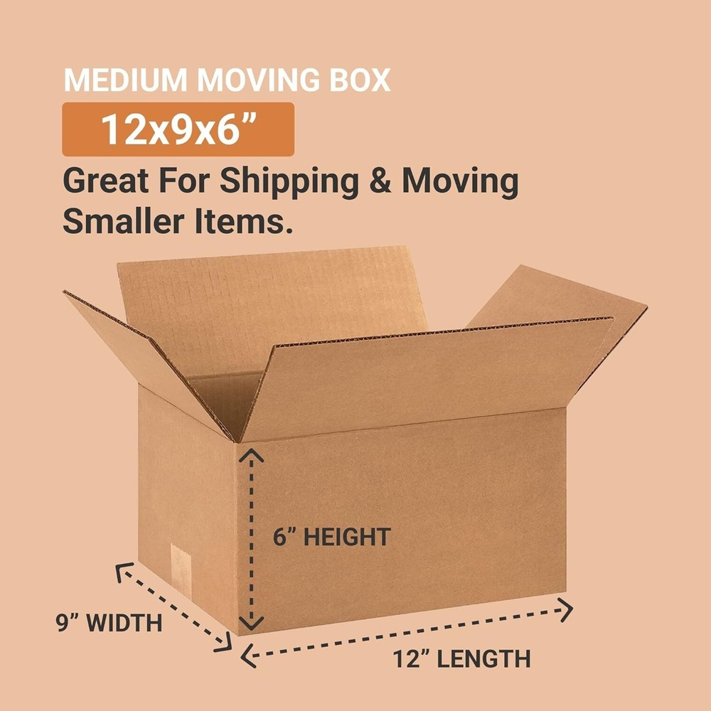12 x 9 x 6 Shipping Boxes Moving Boxes Corrugated Kraft 25/Bundle 25/Pack