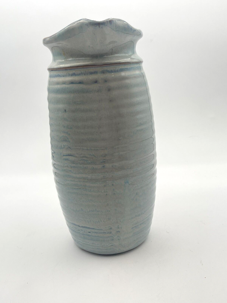 Creative Co-op Light Blue & Gray Stoneware Pitcher 9.25" Tall