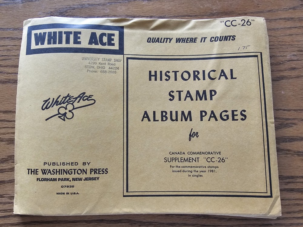 White Ace Stamp Canada Supplement CC-26 for 1981 Commemorative Singles NOS
