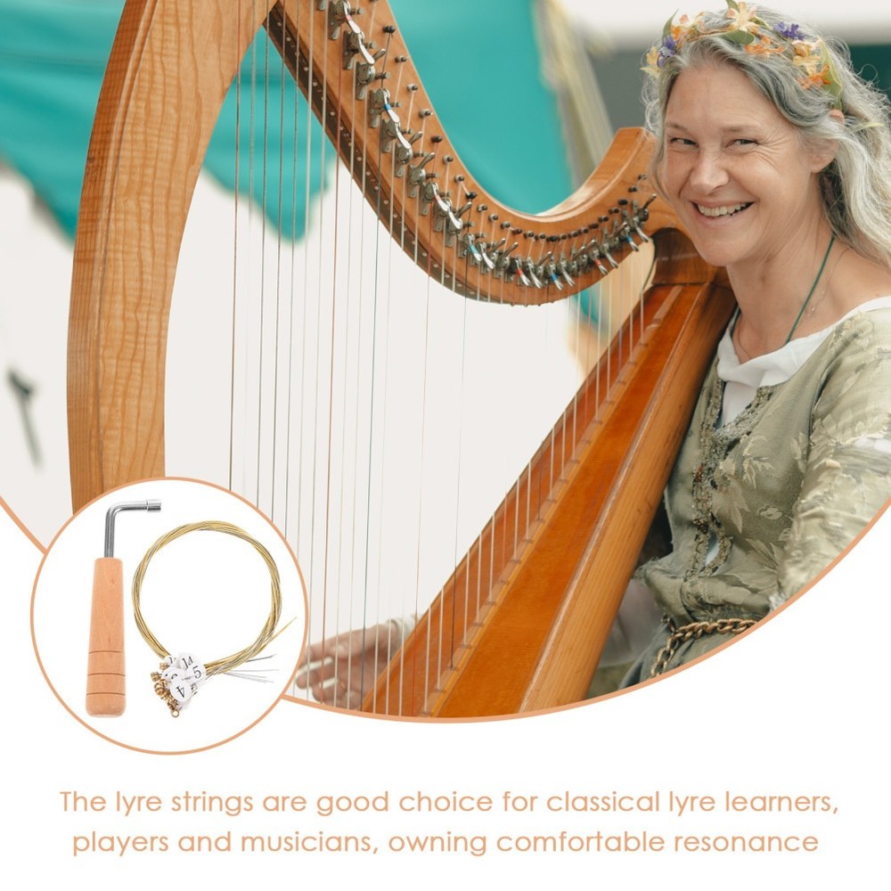 1Set Metal Harp Strings Kit With Tuning Wrench For Easy String Changes