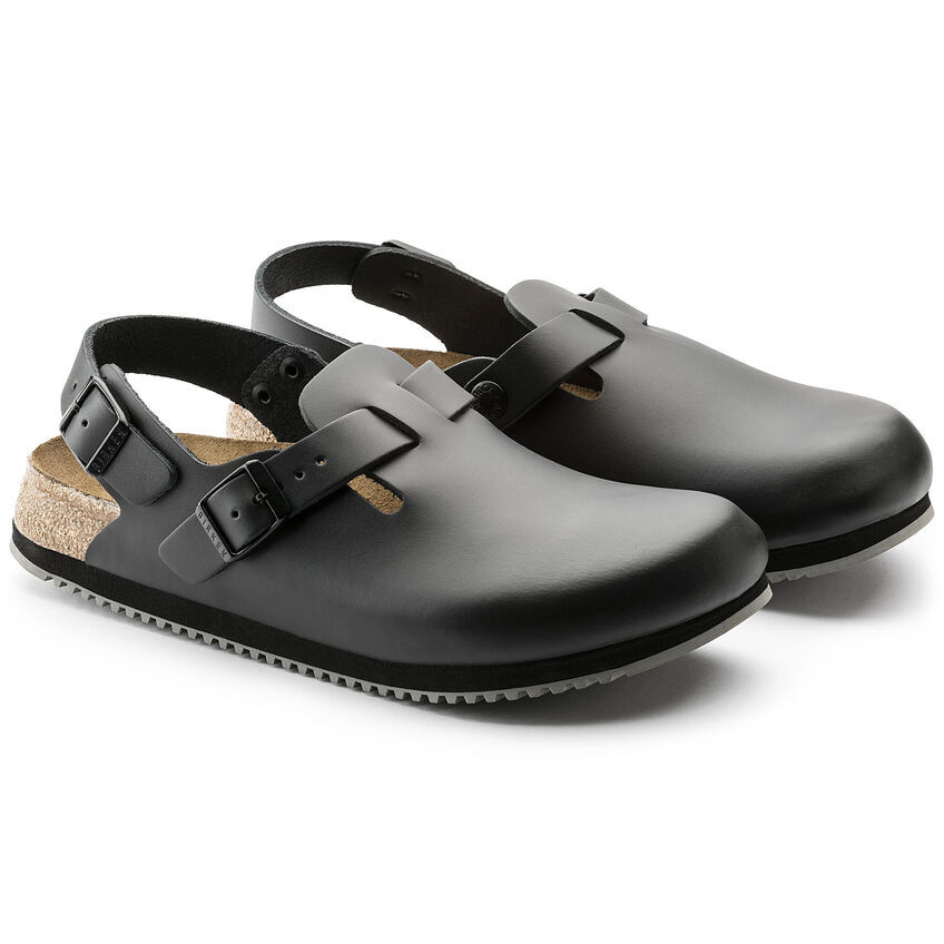 BIRKENSTOCK TOKIO SL BLACK REGULAR/WIDE WIDTH OCCUPATIONAL SUPER GRIP LEATHER CL