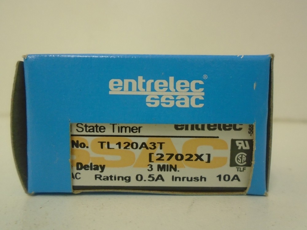 *NEW* SSAC / ENTRELEC TL120A3T SOLID STATE TIMER TIME DELAY 3-MIN 10A 120VAC