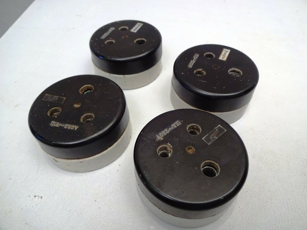 Vintage Crompton Bakelite Plug Socket 15A 250V Surface Mount Outlet Black 4 Pc"R