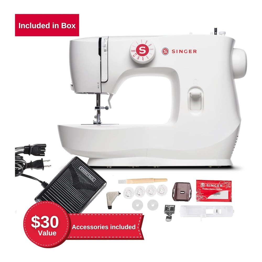SINGER MX60 Sewing Machine 57 Stitch Applications Accessory Kit (White)