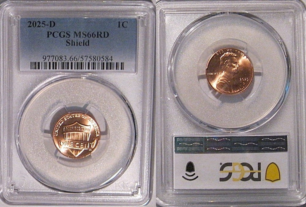 2025 D Lincoln SHIELD 1c Cent PCGS MS66RD
