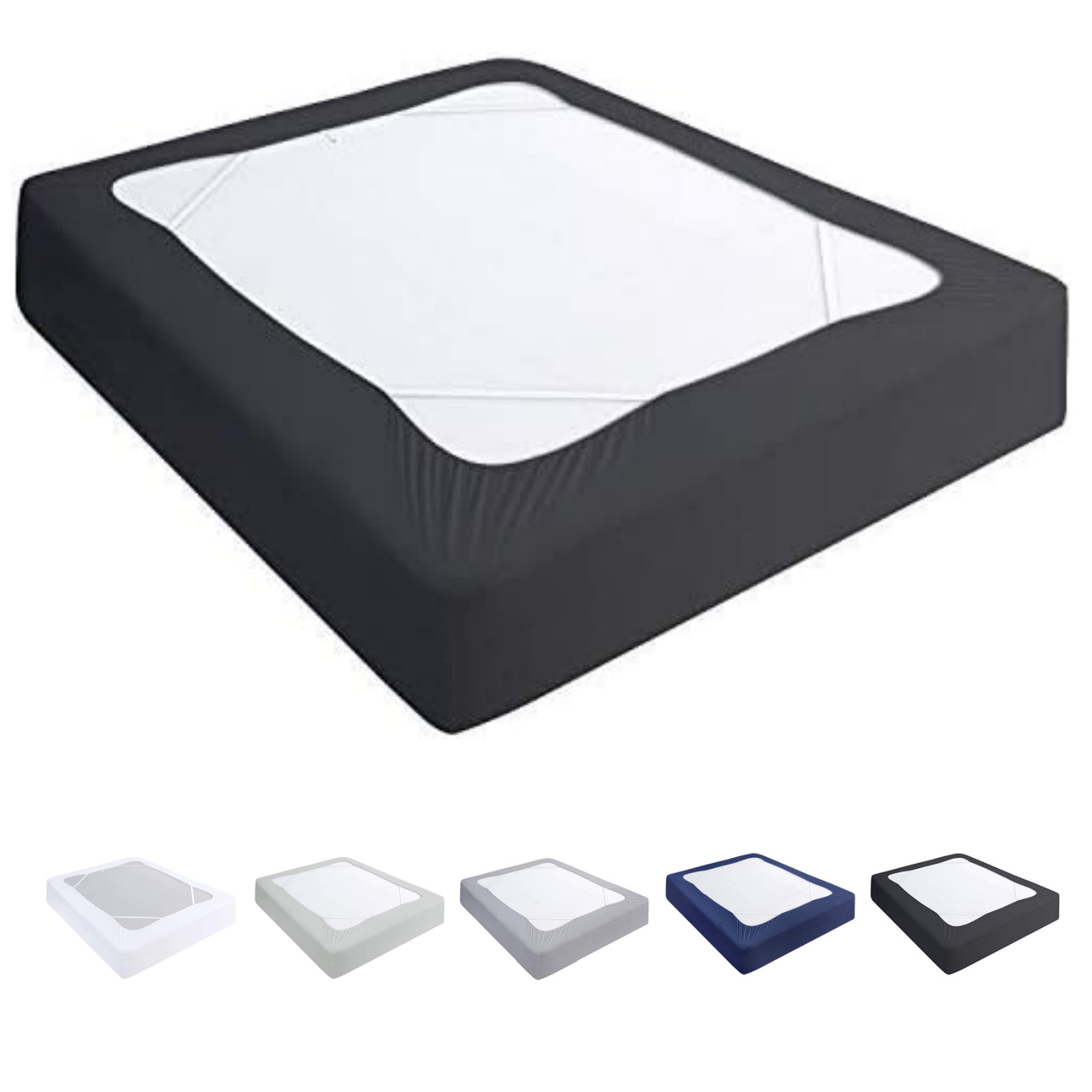 Box Spring Cover Elastic Fabric Wrap Around 4 Sides Bed Skirt King Size 13" Deep