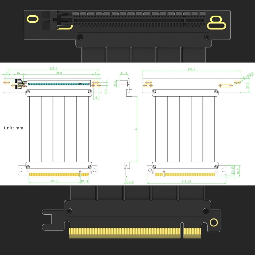 Efficient 600mm PCIe 3.0 Riser Cable for Low-End GPU with Anti-Static Protection
