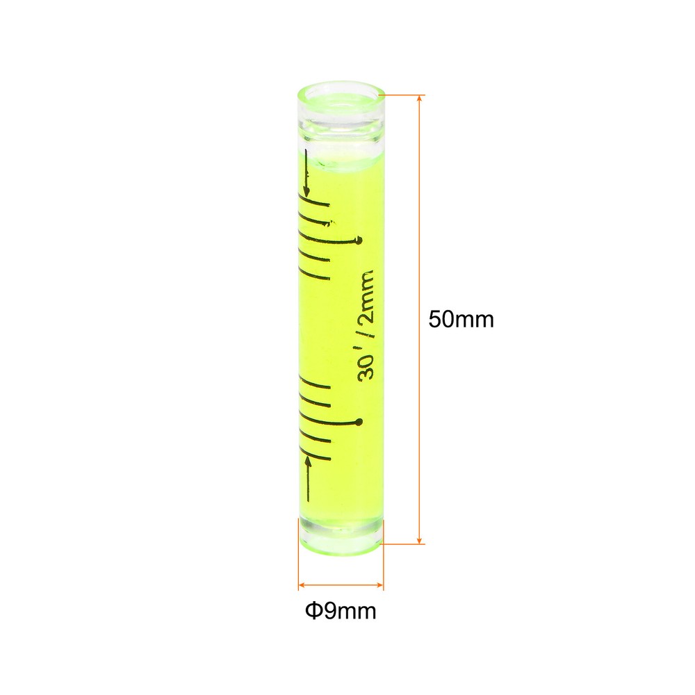 6pcs Small Cylindrical Bubble Level Vials 9x50mm Levels Measuring Tools
