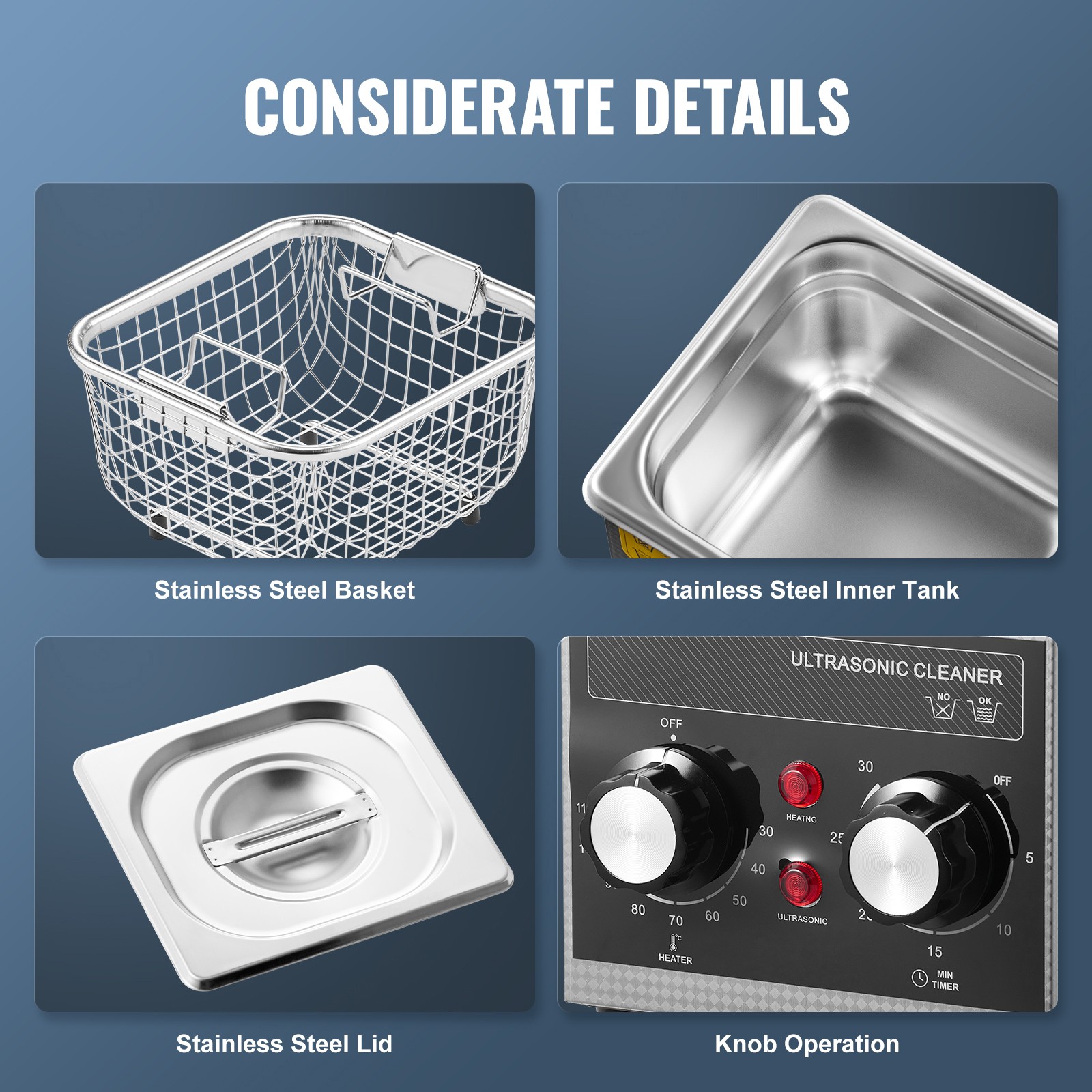 Uimoso 2L Ultrasonic Cleaner with Heater Timer & Basket Digital Sonic Machine