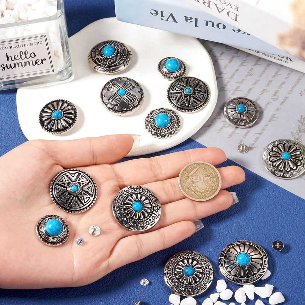 Leather Decorative Conchos Stud Screw Back Buttons Imitation Turqu