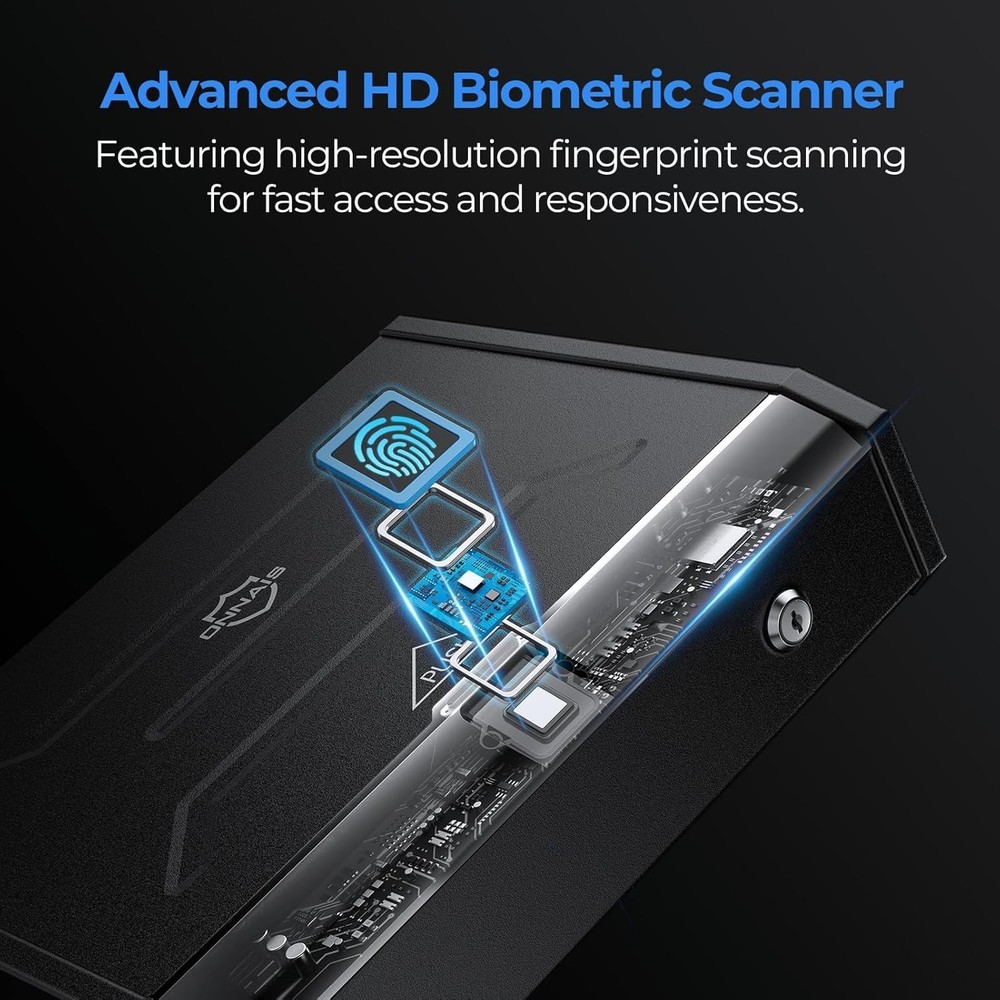 Quick Access Biometric Handgun Safe with Security Cable & Low Battery Warning