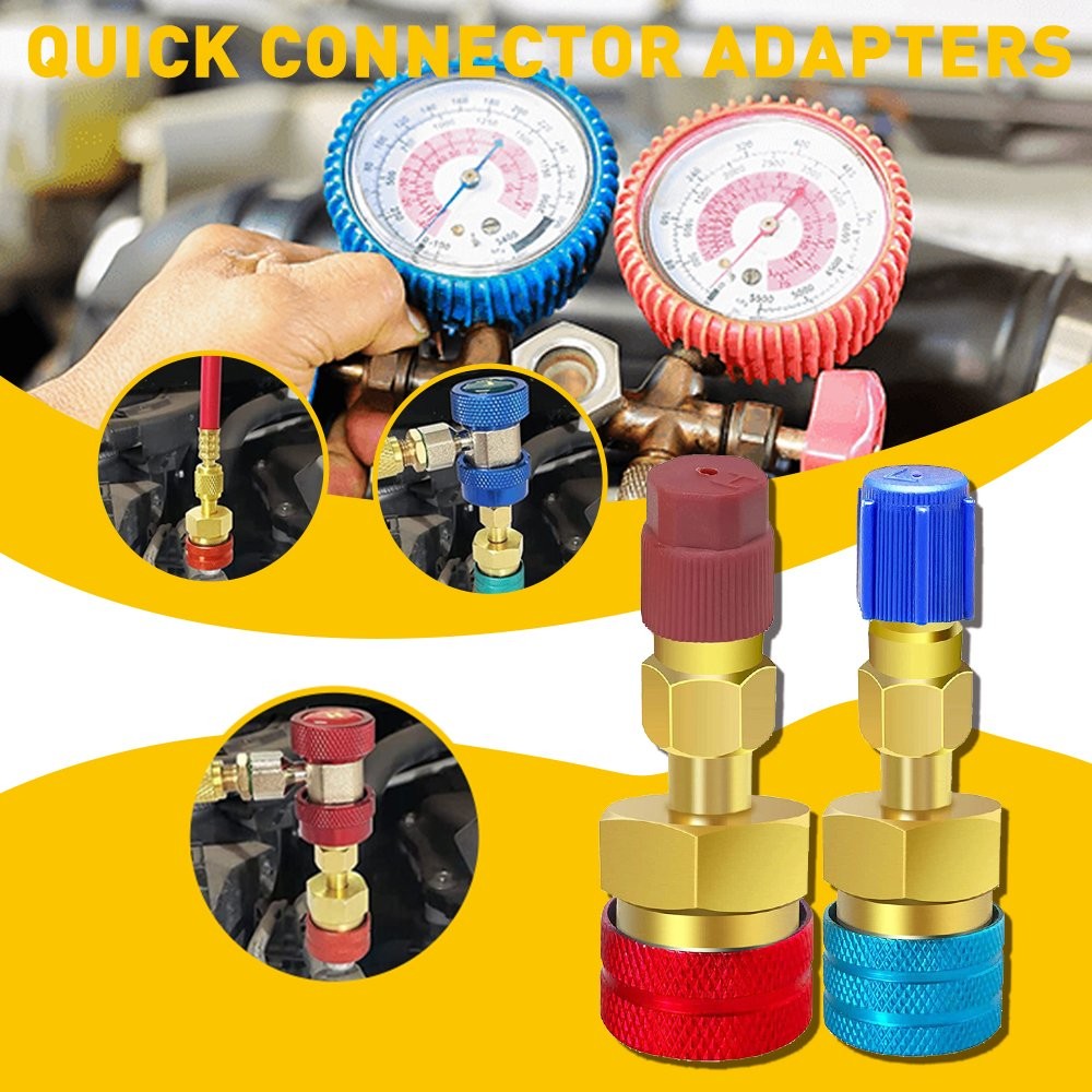 2x Quick R1234YF Coupler Connector High/Low Adapters Manifold AC Auto Set