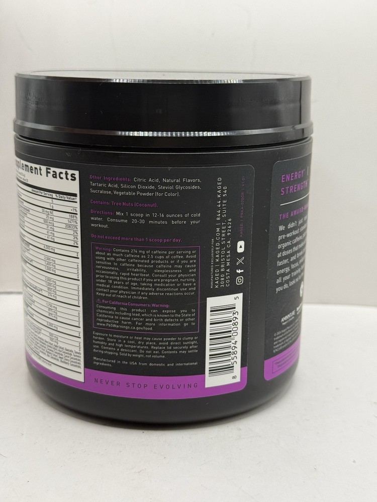 KAGED, Pre-Workout, Grape 1.21 lb (548g) - New!