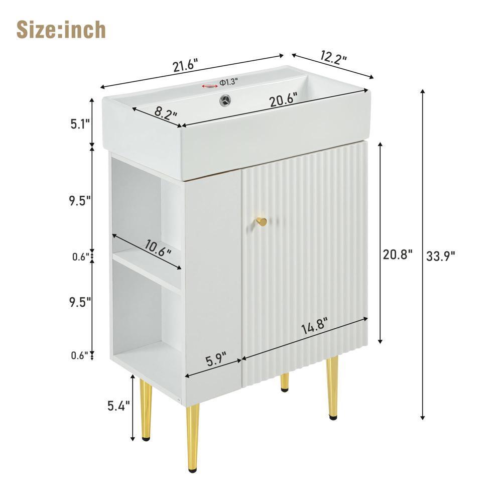 Bathroom vanity Single Ceramic Sink Combo Storage Cabinet w/Left Side Storage