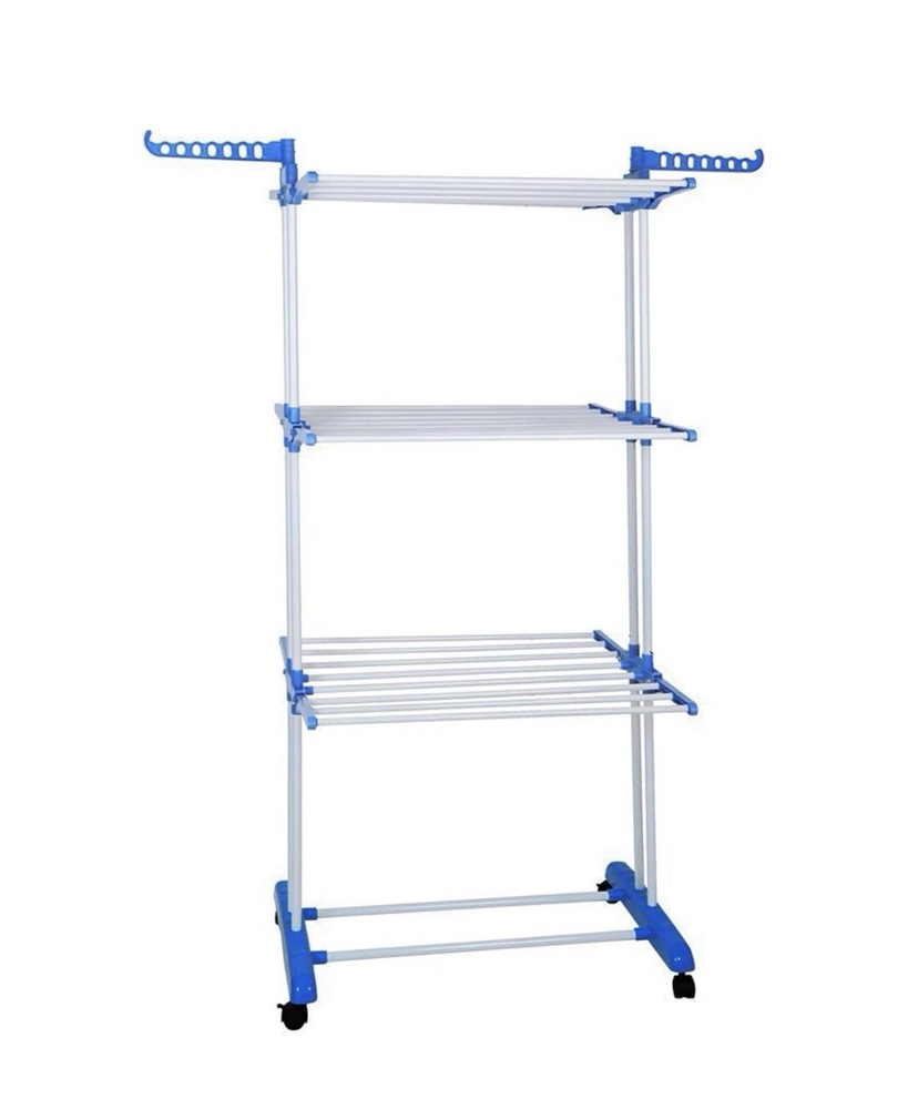 3-Tier Folding Clothes Drying Rack with Wheels – Portable Laundry Drying Rack