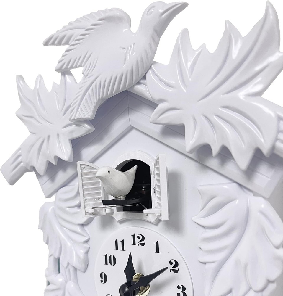 Charming White Cuckoo Clock for Christmas, Volume Adjustable & Elegant Design