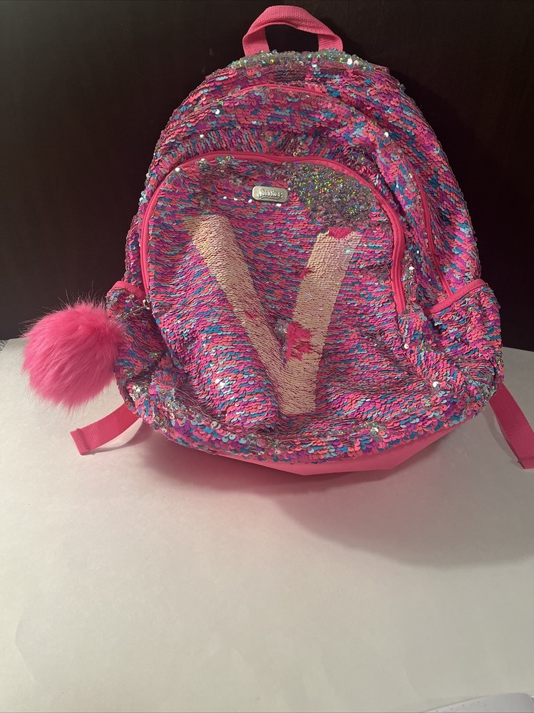 Justice Girls School Backpack Sequin "V” Initial Rucksack