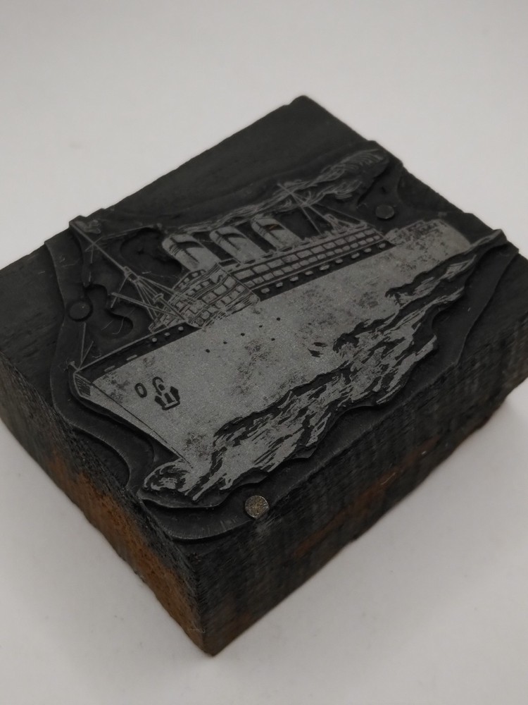 Vintage Printing Letterpress Printers Block Old Ship