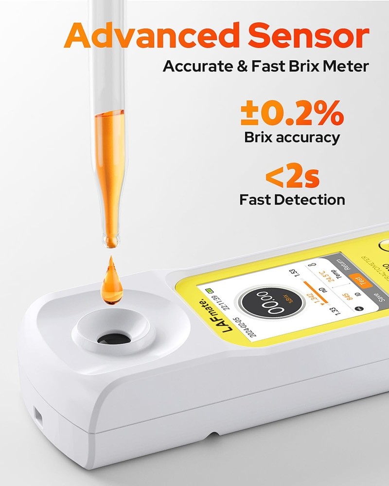 Rechargeable Refractometer with Automatic Temperature Compensation for Samples