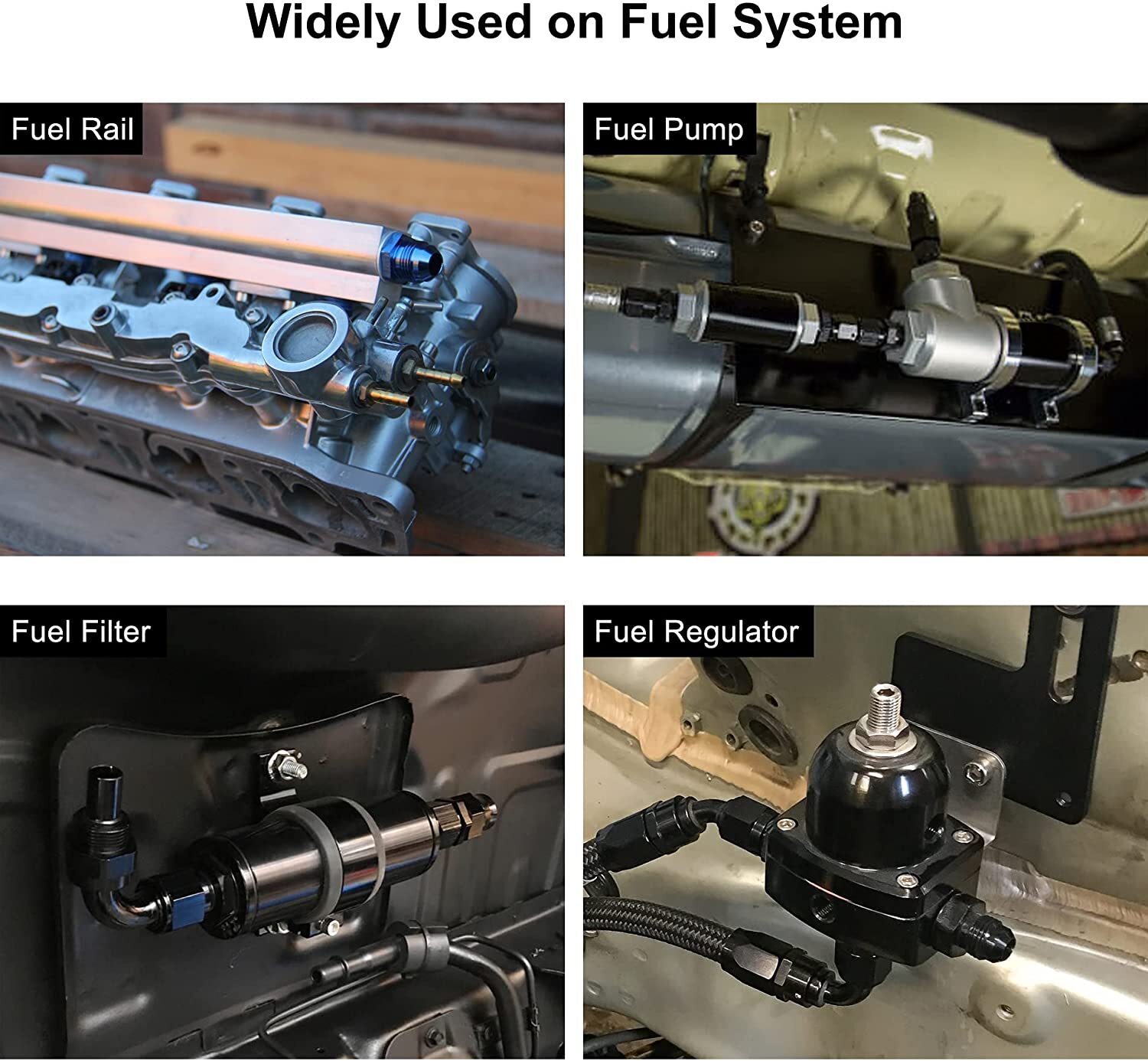 LokoCar Flare ORB 8AN to 6AN Male Fuel Rail Adapter Fitting Black 2PCS