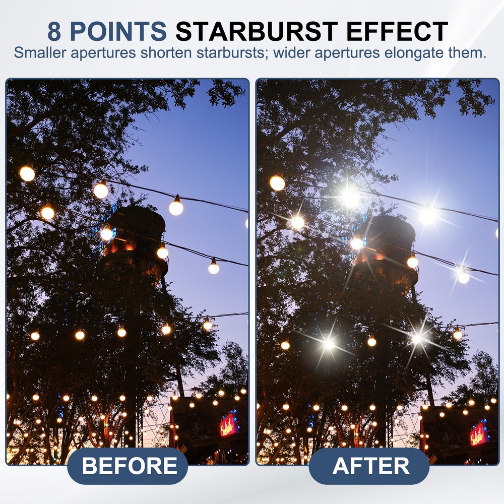 37mm Star Filter 8 Points Starburst Len Filter Variable Twinkle Effect Black
