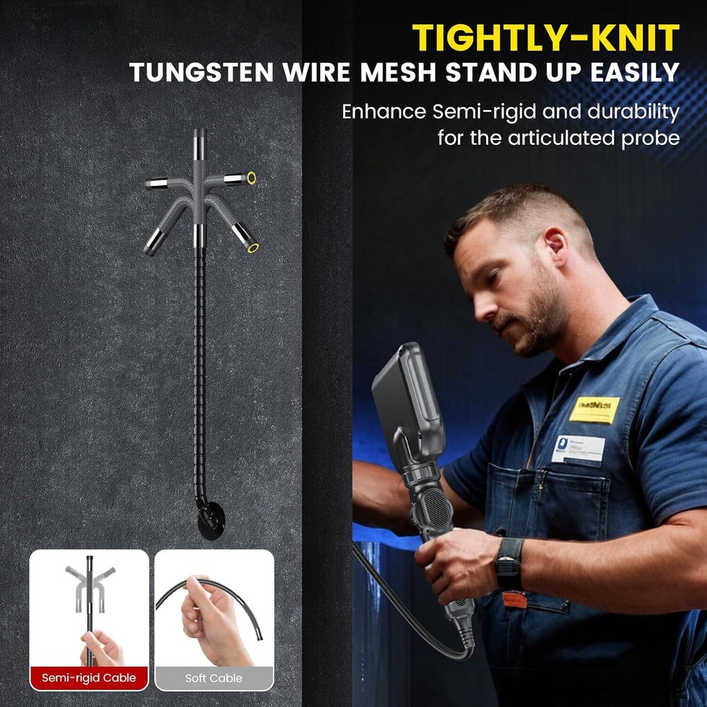 Two-Way Articulating Borescope Camera with Light Endoscope Inspection Camera USA