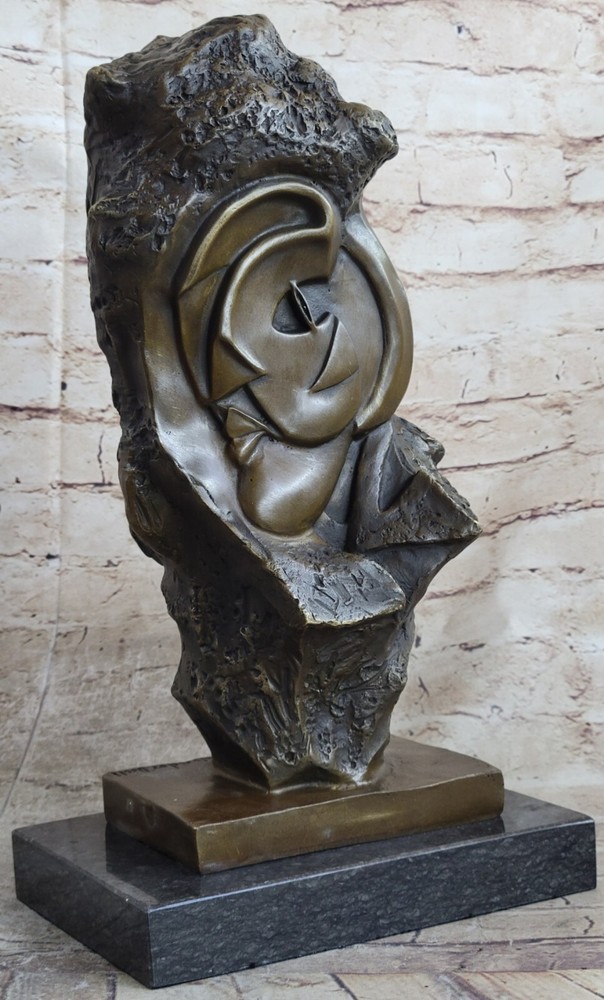 Lost Wax Method Classic Mid Century Face 100% Solid Bronze Sculpture Artwork