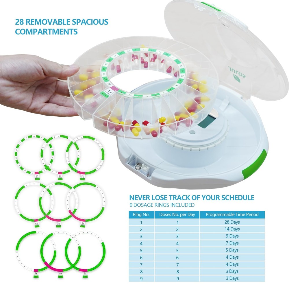Smart WiFi Automatic Pill Dispenser with Audio/Visual/APP Alerts for Elderly ...
