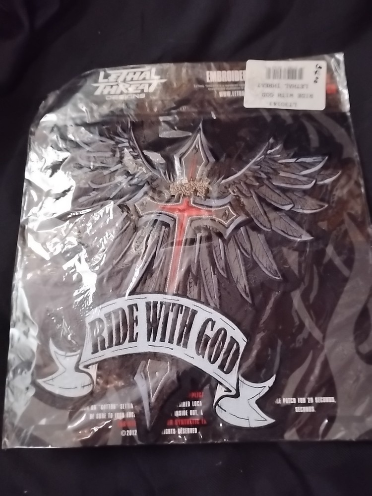 Lethal Threat Design ..Sew On Patch ..New.. ( Ride With God)