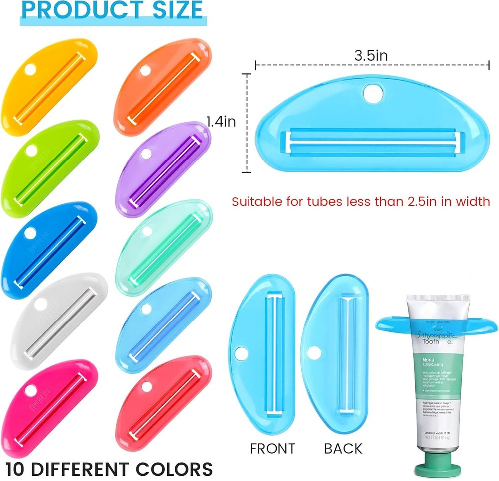 LOVEINUSA Toothpaste Tube Squeezer Dispenser, 10PCS Multicolor-6
