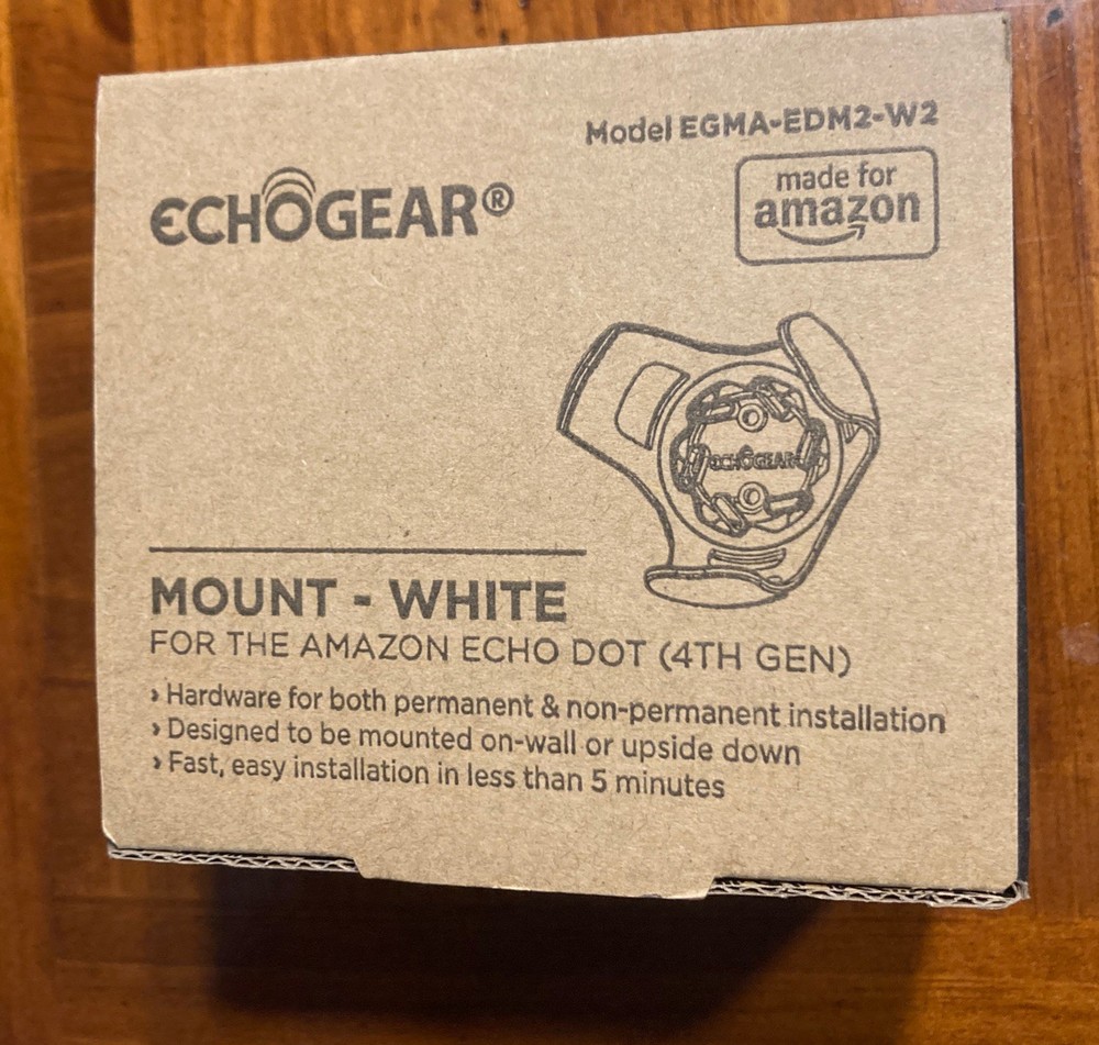 Echogear Wall Mount White For Amazon Echo Dot EGMA-EDM2-W2