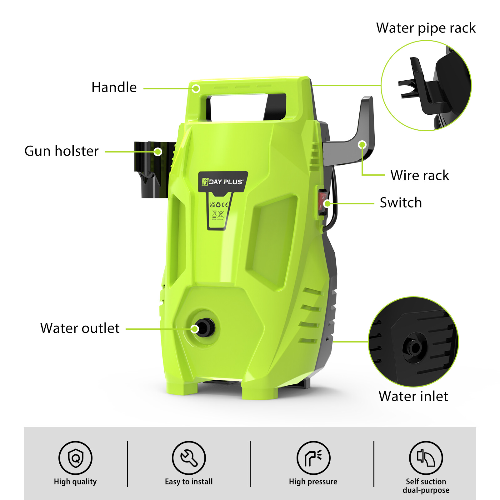 6000 PSI Electric Pressure Washer High Pressure Washer Portable Powered Washer