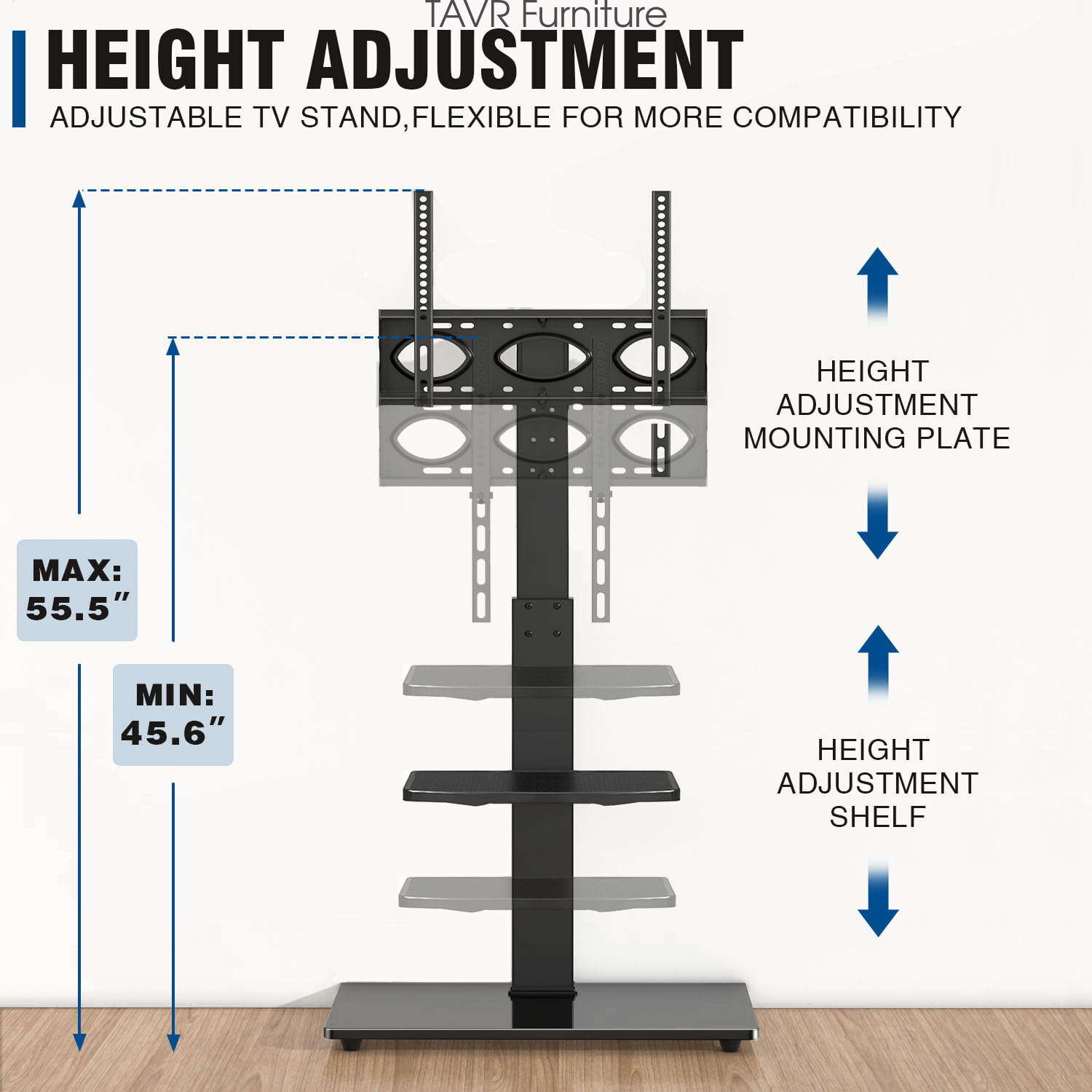Swivel Floor TV Stand with Mount Bedroom for 32-65 inch LCD LED OLED TV