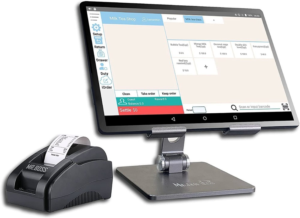 MRBOSS Mobile POS Cash Register 10.1” Tablet 2“ Receipt Printer Software app