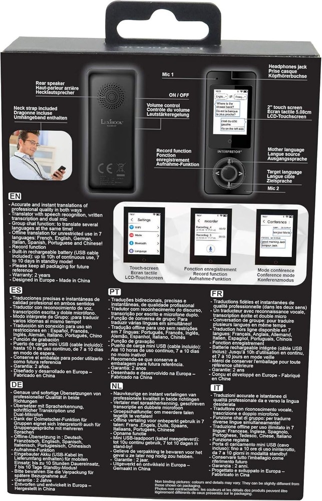 Lexibook Interpretor Instant Talking Translator 75 Languages NTL2000 Interpreter