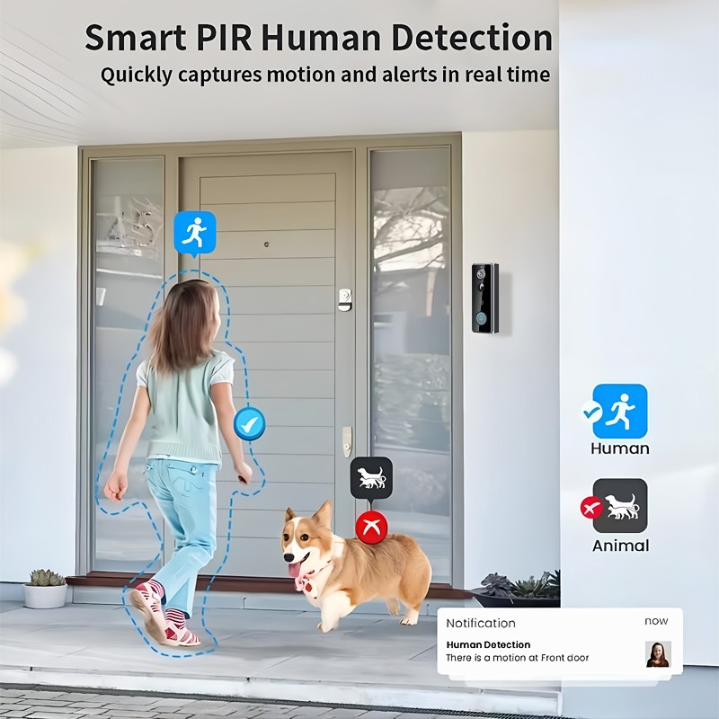 Smart Wireless WiFi Doorbell Camera Video Intercom Security PIR Human Detection