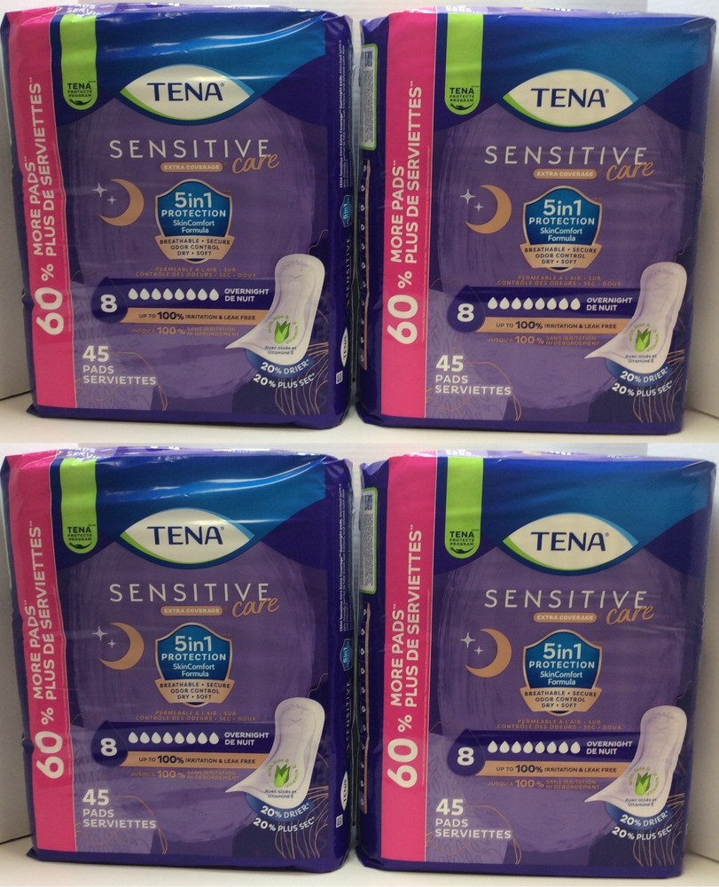 Tena Intimates Extra Coverage Overnight Incontinence Pads, 8 Drop 🎈 180 Count🎈