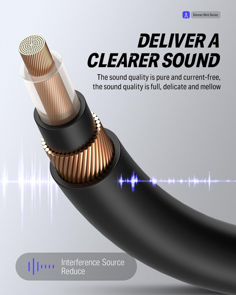 Donner Flat Patch Cables for Guitar Effect Pedal 12 Inch Save Space 12