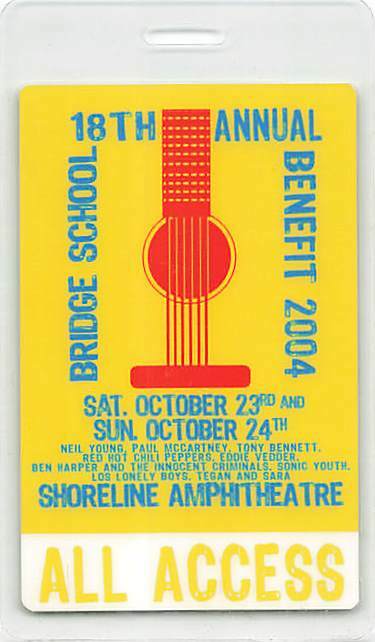 18th Annual Bridge School Benefit Backstage Pass Mountain View 2004 Yellow Al...