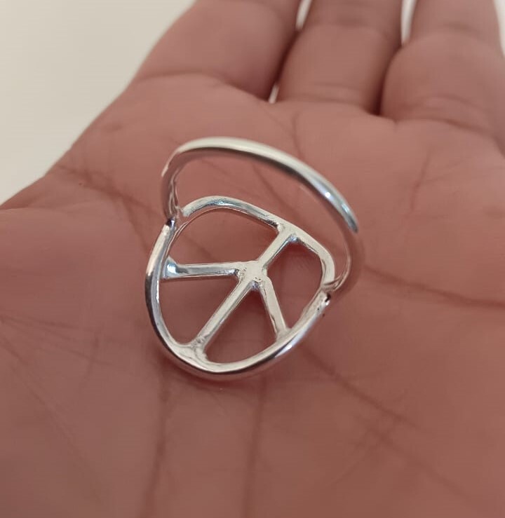 Solid 925 Silver Peace Ring Handmade Minimalist Sterling Ring All Size SR649