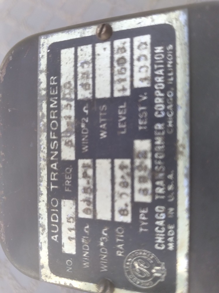 600 Ohm Audio Transformer Chicago Ratio - 8.08:1 type 6922