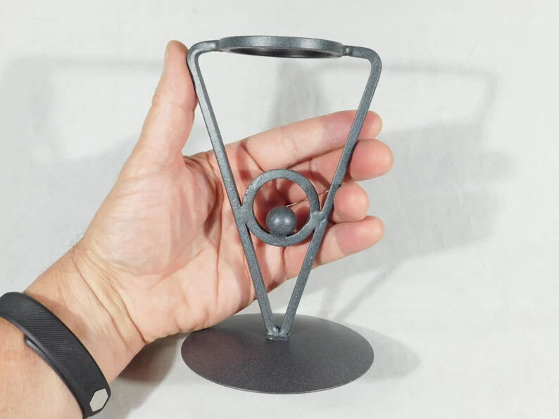 Sphere Display Stand Tall Iron Modern Design Dark Silver