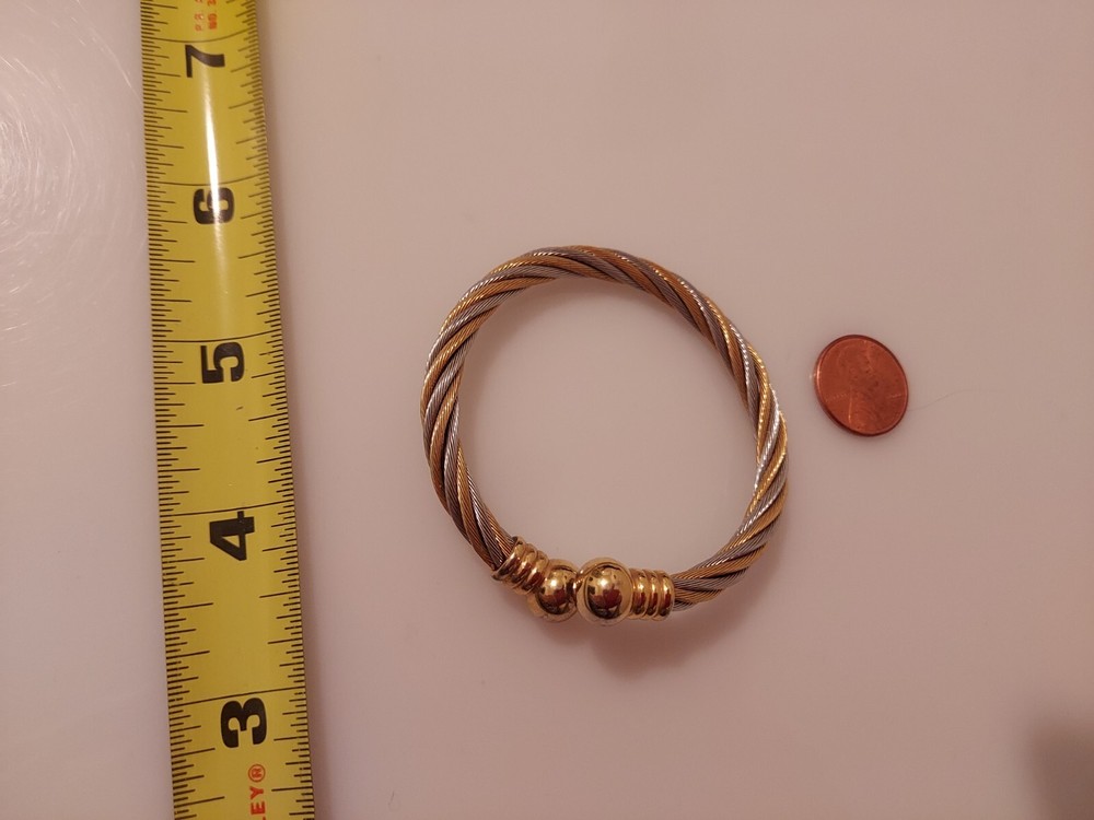 wire cuff bracelet rope style 2 tone