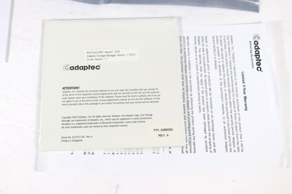 *NEW* Adaptec Serial ATA RAID 1210SA Controller Card