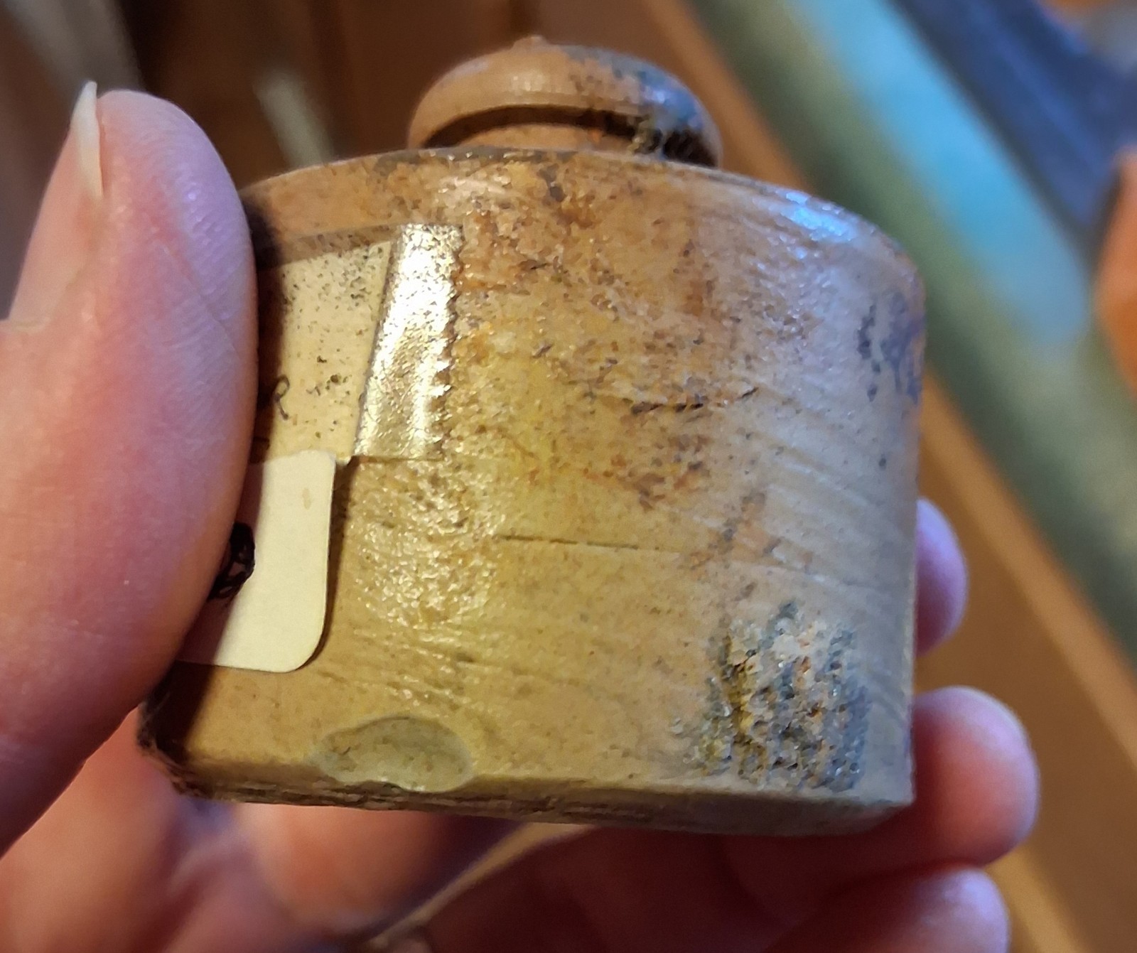 Civil War Era Brown Ceramic Stoneware Ink Bottle Collectible