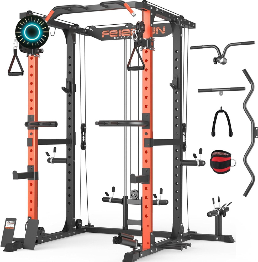 FLA01 Power Cage Multi Function Squat Rack with Cable Crossover System 2000Lbs C